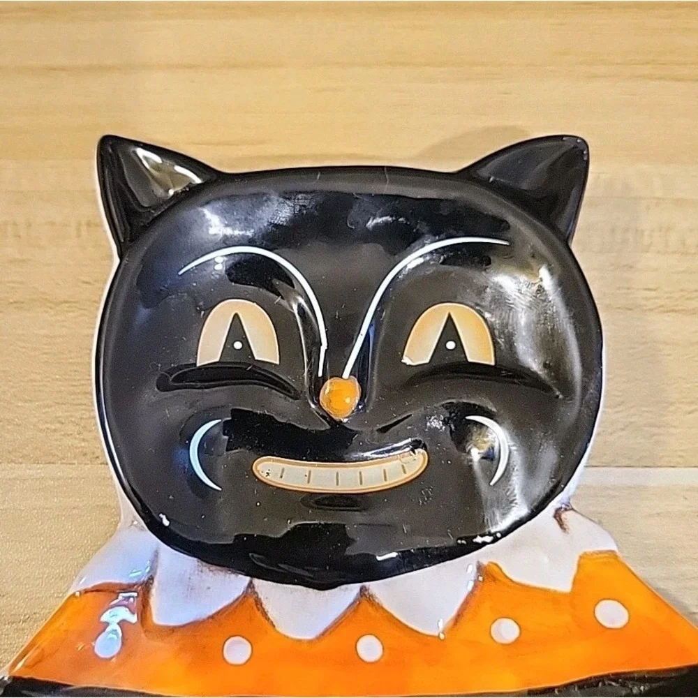 Johanna Parker Transpac Halloween Black Cat Cupcake Spoon Rest Trinket Tray